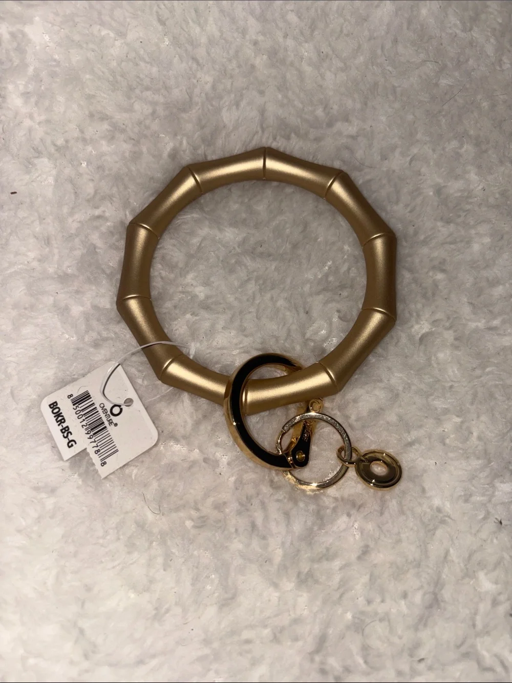 NWT Oventure Silicone Big O Key Ring Gold Rush Bamboo Bracelet Keychain
